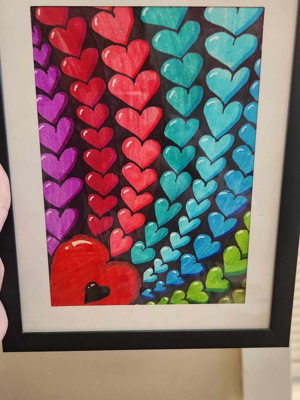 Colorful Rainbow Heart Illustration - Framed Wall Decor 5×7